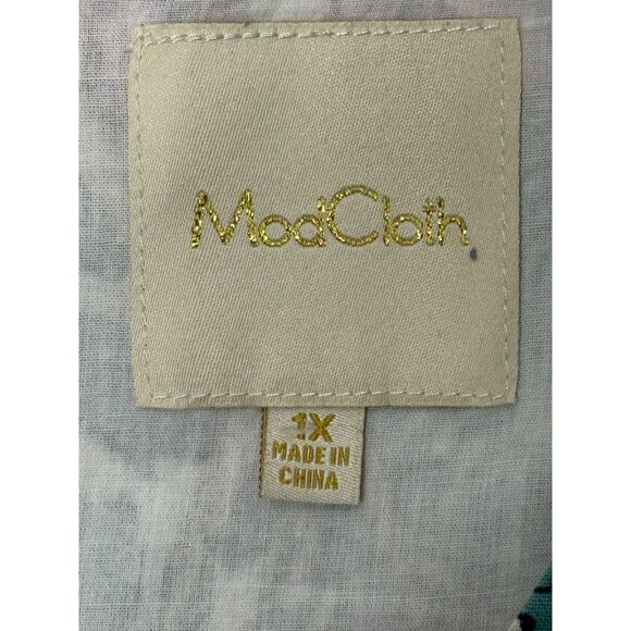 Modcloth Tropical Print Sleeveless Knee Length Dress Lined 100% Cotton Size 1X - Picture 3 of 11